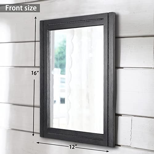 AAZZKANG Black Mirrors for Wall Rectangle Wood Framed Hanging Mirror | Decorative for Bedroom Living Room Bathroom Home Entryway