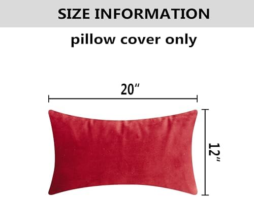 Home Brilliant Red Pillow Covers Lumbar Pillow Cover 12 x 20 Velvet Rectangle Pillow Covers for Couch Sofa Bed, Set of 2, 12x20, Ruby Red