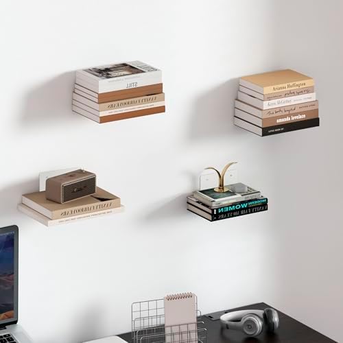 STORAGE MANIAC Invisible Floating Bookshelves Wall Mounted White