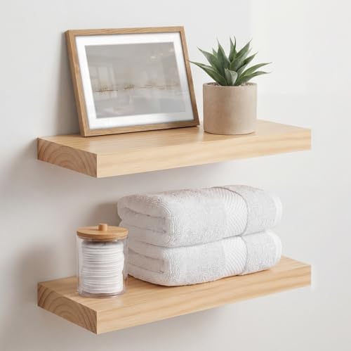 Homeforia 16 Inch Floating Shelves, High-End Solid Pine Wood, Set of 4