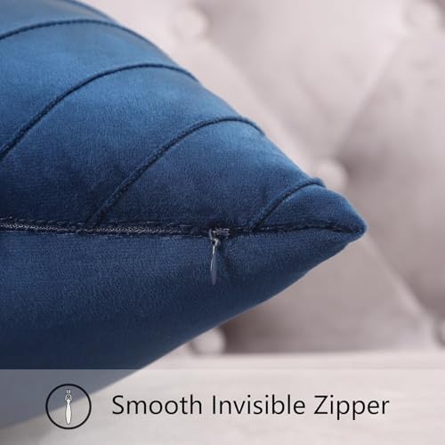 Velvet Throw Pillow Covers 16x16 Pack of 2 Gold Decor Navy Blue