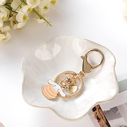 JAMEND CLXP 2PCS White Lotus Leaf Shape Ring Holder Dish, Small Key Bowl, Ceramic Trinket Tray Jewelry Dish Organizing Necklace Earrings for Mom Friend Sister, All Jewelries Are NOT Included, White.