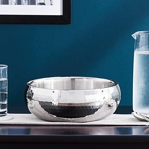 Elegance Hammered Salad Bowl – Double Wall Insulated Serving Bowl (11.5” Dia)