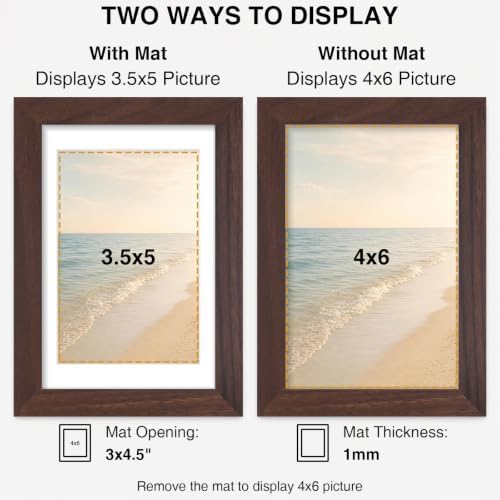 Vittanly 4x6 Picture Frames Set of 5, Wall Mount or Tabletop Display
