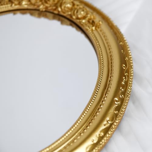 Oval 11.8x10 inch Resin Vintage Mirror | Wall Mounted Decorative Mirror for Entryway, Hallway, Bedroom Oval Mirror(Gold)
