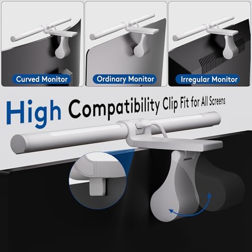 Quntis White Monitor Light Bar with Backlight, Desk Light with Remote