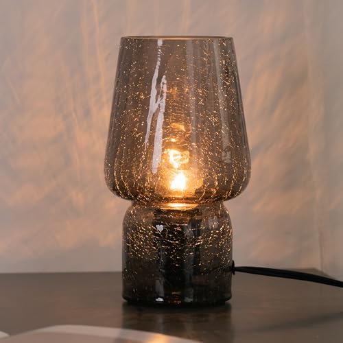 Mushroom Lamp,Small Table Lamp,Mini Cute Lamp Nightstand Lamp Kitchen Glass,Translucent Raindrop,Suitable for Bedrooms, Kitchens, Bedside, Girl Gifts(Raindrop Black)