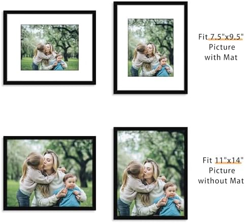 Picrit 11x14 Picture Frame Set of 12, Modern Gallery Wall Frames, Black