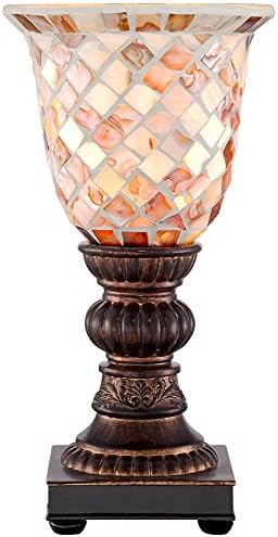 Russel 12" Small Accent Lamp Mosaic Glass Uplight Traditional Vintage Dark