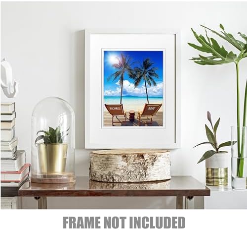 Vacation Personalized Photo Prints Artwork with Couple's Names on Deck Chairs,Perfect Love Gift for Anniversary,Wedding.14x11 inches D-Mats UNFRAMED