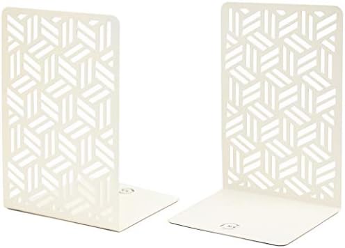 CNK Book Ends Bookends for Decorative Books Holder Bookend Shelves End Hold Heavy Duty Holders Stoppers Metal Stopper Cute Boho Bookshelf Holds Cookbook Office Home Set of 2 Bookends Pair White