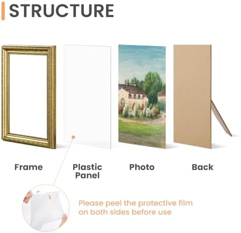 upsimples Vintage 8.5 by 11 Picture Frame, Antique Gold Frames, 2 Pack