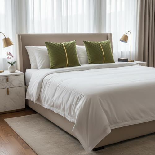 Velvet Throw Pillow Covers 26x26 Pack of 2 Gold Decor Olive Green