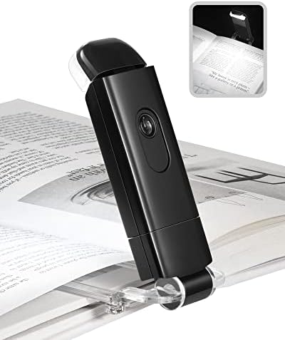 DEWENWILS Book Reading Light with Cilp, LED Clip on Book Light for Reading in Bed, USB Rechargeable Eye Care Book Lamp for Kids, Bookworms,2 Brightness Levels (Black)