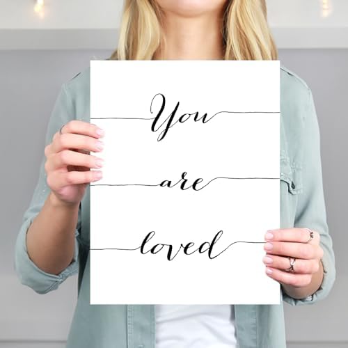 DREAM BIG PRINTABLES You Are Loved Calligraphy Art Print - Unframed - 8x10 | Inspirational and Romantic Wall Decor | Add a Touch of Warmth and Affection to Your Home | Wall Decor for Living Rooms