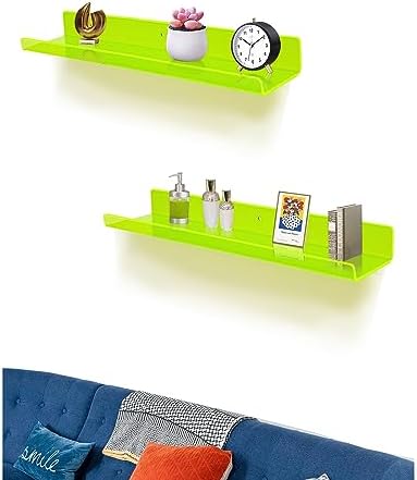 ROYALITA 2-Pack Acrylic Shelves Wall Mounted, 24 Inch Floating Shelves