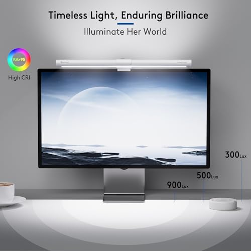 Quntis White Monitor Light Bar with Backlight, Desk Light with Remote
