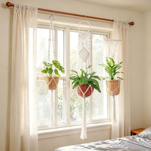 Laerjin 6 Pack Macrame Plant Hangers, Hanging Planters for Indoor Plants