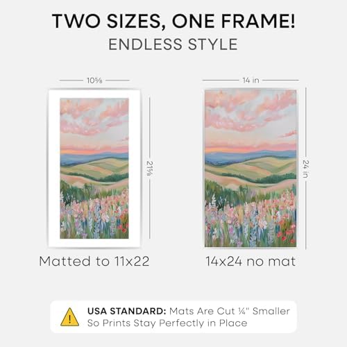 Homeforia 14x24 Silver Picture Frame, High-End Metal, 11x22 Mat, Glass