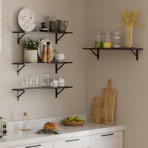 DINZI LVJ Wall Shelves, 23.6" Long Floating Shelves with Metal Brackets