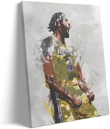 Anthony Davis Basketball Canvas Wall Art, Sports Player Poster, 16x20 Inch | Abstract splash ink athletic artwork, motivational sports wall decor for teen boys room, bedroom, living room, gym or office