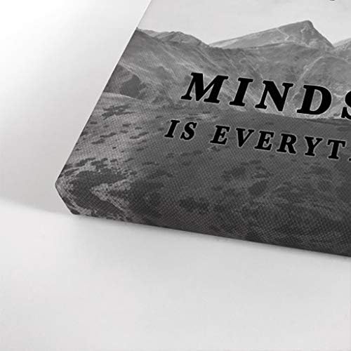 Smile Art Design Mindset is Everything Colorful Elephant Black and White View Motivational Wall Art Canvas Print Inspirational Entrepreneur Quote Office Living Room Decor Gift Ready to Hang 17x11