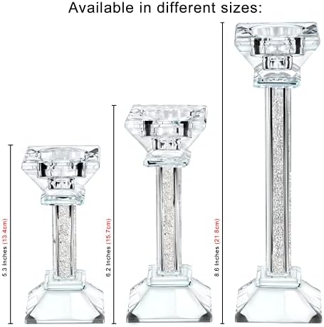 Crystal Candle Holders Set of 2-6.2" Tall Crystal Candlestick Holders - Ultra Elegant and Modern Centerpiece Home Decor