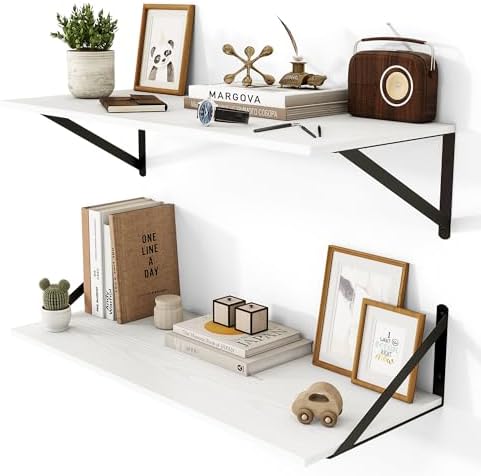 Heimlove 28W x 12D Deep Floating Shelves Set of 2 White