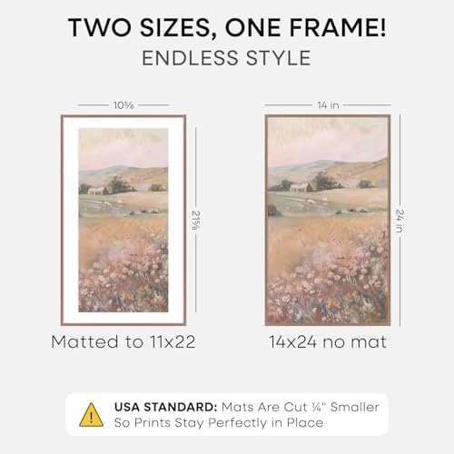 Homeforia 14x24 Mocha Picture Frame, High-End Metal, 11x22 Mat, Glass