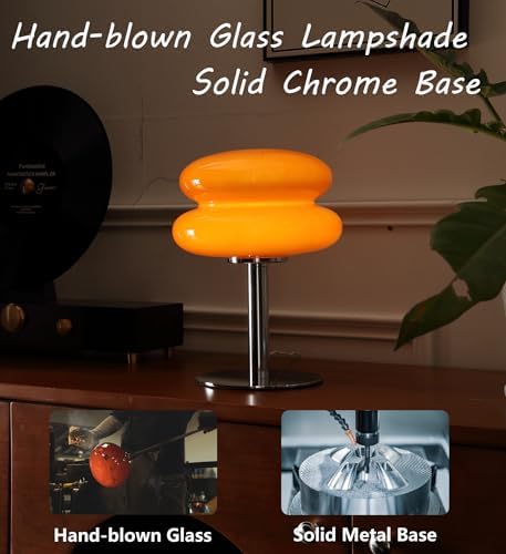 Glivpny Mushroom Lamp Table Lamp, Mid Century Modern Table Lamps(Orange)