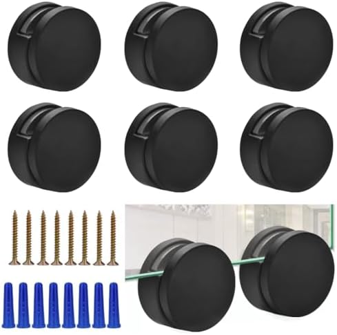 Black Frameless Mirror Mounting Hardware Kit Zinc Alloy Mirror Holders Mirror Mounting Brackets Glass Clips Clamps Bathroom Mirrors Supporting Sheet Fits for 3-5mm Thick Glass (8 Pack)