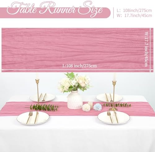 20 Pack Cheesecloth Table Runner 17 x 108 Inch, Dusty Rose