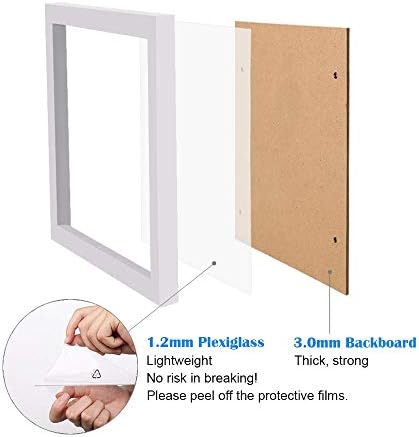 Egofine 8.5x11 Picture Frames Set of 4, Made of Solid Wood Covered by Plexiglass for Document,Diploma, Certificates and Degree, for Table Top Display and Wall Mounting Photo Frame White