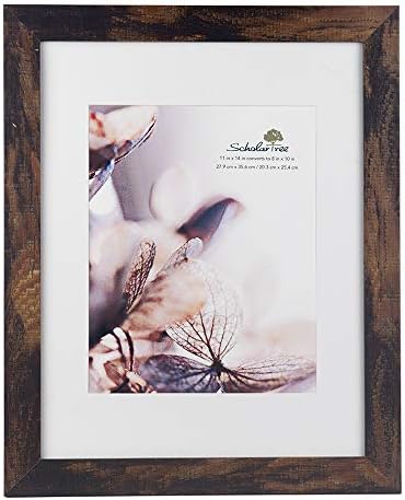Wooden Brown 11x14 Picture Frame with Mat 2 Set in 1 Pack,Display 11x14 without Mat or 8x10 with Mat，Wall Gallery Photo Frames