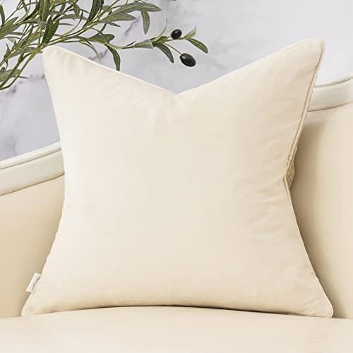 Yangest Beige Twigs Throw Pillow Cover Branches Velvet Cushion Case Neutral Pillowcase for Sofa Couch Bedroom Living Room Home Decor,18x18 Inch