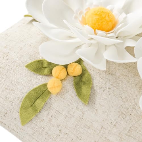 OiseauVoler 3D Flower Lumbar Throw Pillow Covers 12x20 Inch White