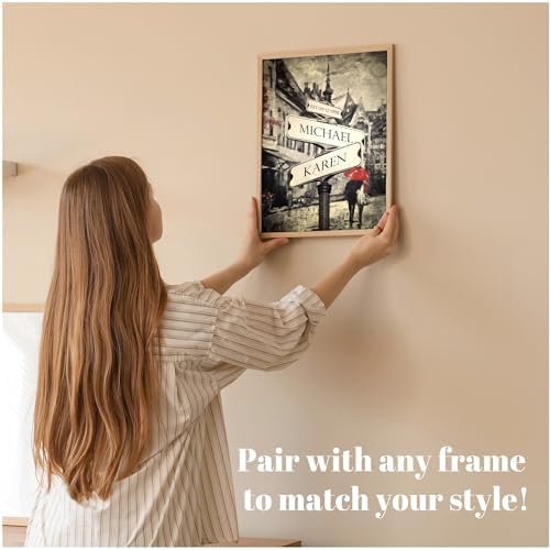 A&T ARTWORK Couple's Street Signs Canvas Poster Prints Gift,includes Names and the Date Unique Gift for the Anniversary.Canvas Poster UNFRAMED