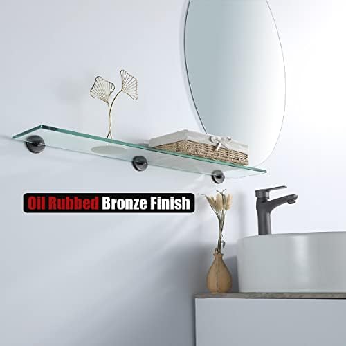 JQK Bathroom Glass Shelf Oil Rubbed Bronze, Tempered Glass Shower Storage 30 by 5 inches, 304 Stainless Steel ORB Wall Mount, TGS101L30-ORB