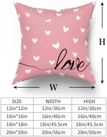 Giwawa Valentines Day Pillow Covers Set of 2 Pink Love Hearts Throw Pillowcases Romantic Double Sided Decorative Cotton Square Cushion Covers 16x16inch for Sofa Couch Bedding Wedding Anniversary