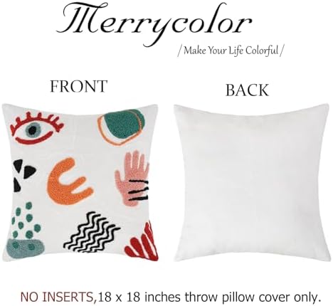 Merrycolor Boho Abstract Pillow Covers Colorful Woman Face Line Cute Pillow Cases Mid Century Aesthetic Modern Boho Pillows Decorative Throw Pillows for Bed Couch Living Room,1PC 18×18 inch