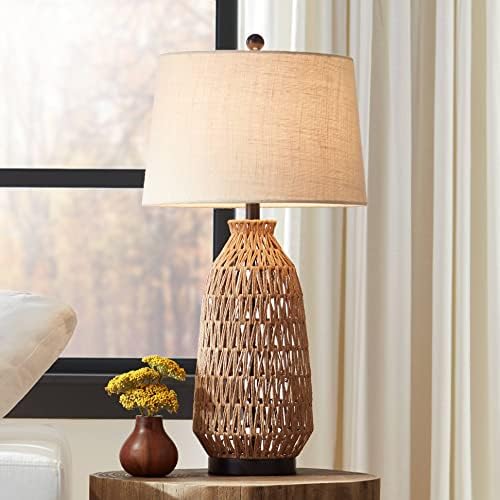 San Carlos 29" Bronze Brown Tall Table Lamp Modern Coastal Rattan Wicker