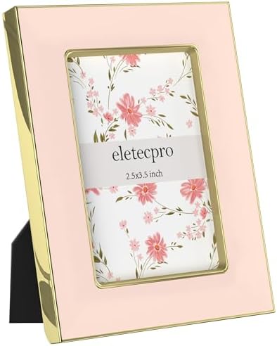 eletecpro 2.5x3.5 Enamel Picture Frame with Real Glass Cover, Pink, 1-Pack