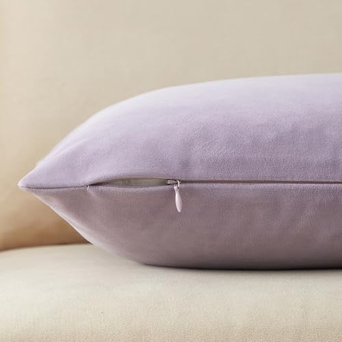 16x16 Velvet Throw Pillow Covers Set of 2 for Couch Sofa Bed,Lilac