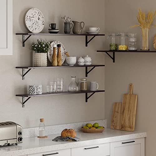 DINZI LVJ Long Wall Shelves, 55.1Inch Wooden Floating Shelves with Brackets