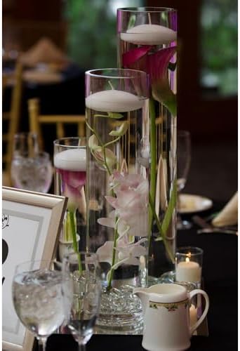 WGVI Quality Thick Weighted Clear Cylinder Glass Vases, 3" W x 12" H, Skinny Bud Vase Narrow Floral Bouquet Flower Arrangements Storage Container Candle Holders Decorative Accents, 6 Pieces