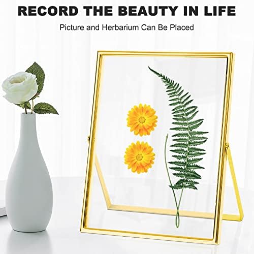 Gold Floating Picture Frame set of 2,6"×8" Frame For Picture 4x6,5×7,3.5x5, 2x3,Metal Glass Photo Frames,Tabletop Display Vertically,Home Wedding Party Office Decor