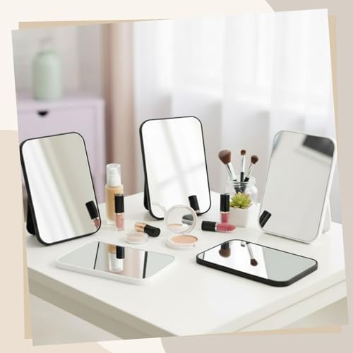 24 Pack 8x5 In Desk Makeup Mirror with Stand and Hanging Hole,Black, White