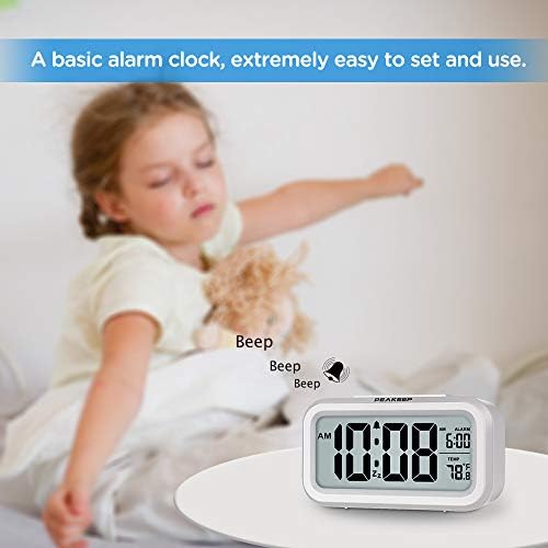 Peakeep Night Light Digital Alarm Clock Battery Operated Indoor Temperature