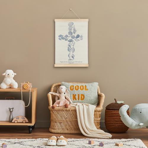 SereneHanctuary Christian Beach Coastal Wall Art, Shell Bible Verses Wall Decor, Christian Poster Hanger Frame for Nursery Room Bedroom Classroom,12X16Inches