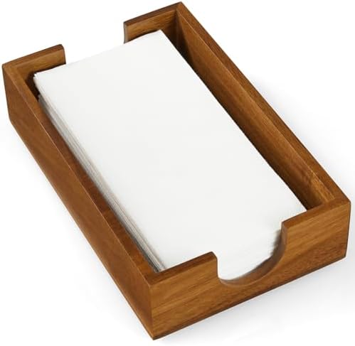 Napkin Holder for Bathroom, Acacia Wooden Guest Towel Holder Tray for Bathroom, Disposable Paper Hand Towel Holder for Bathroom Accessories, Dinner Napkin Holder for Kitchen Table Party